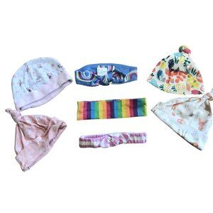 Baby Hats & Headbands Bundle Lot of 7 Cotton 0-9M